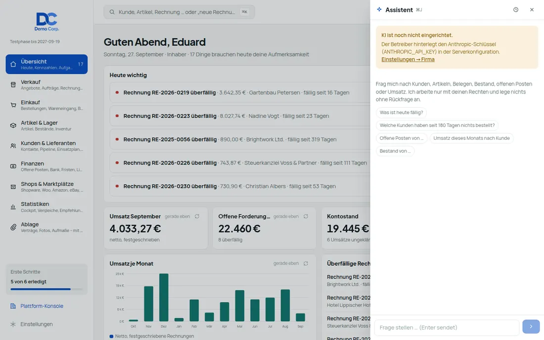 KI-Assistent als Seitenpanel