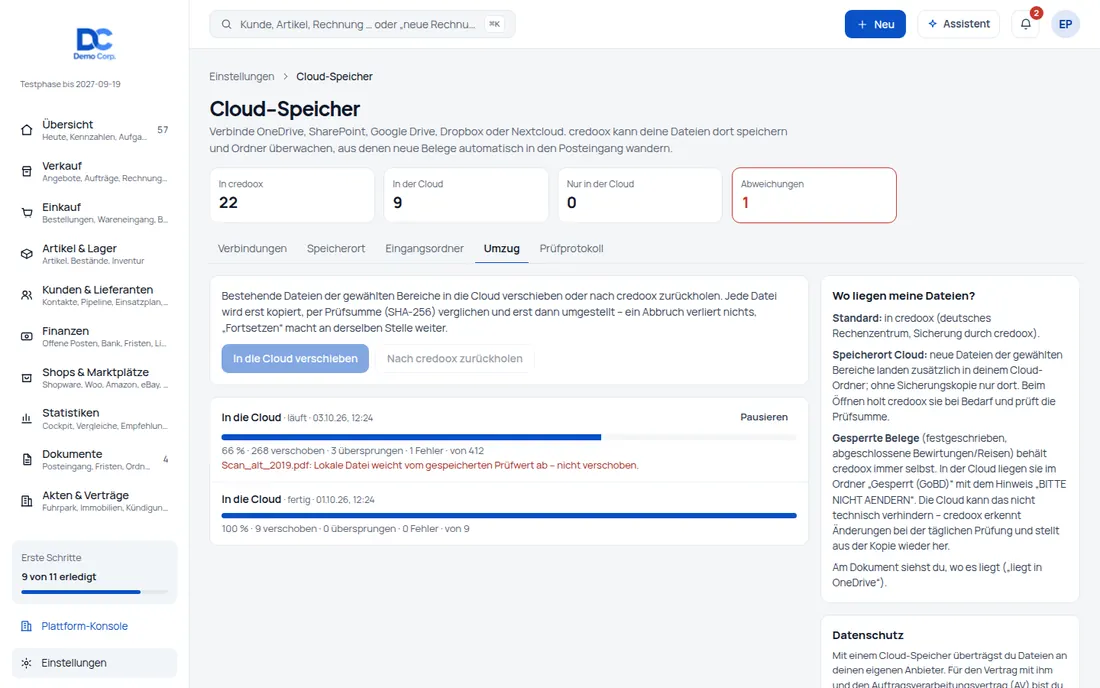 Tägliche Prüfung & Umzug: Tägliche Prüfung, Wiederherstellen und Umzug in beide Richtungen (Ansicht 2) – Bildschirm aus der Demo