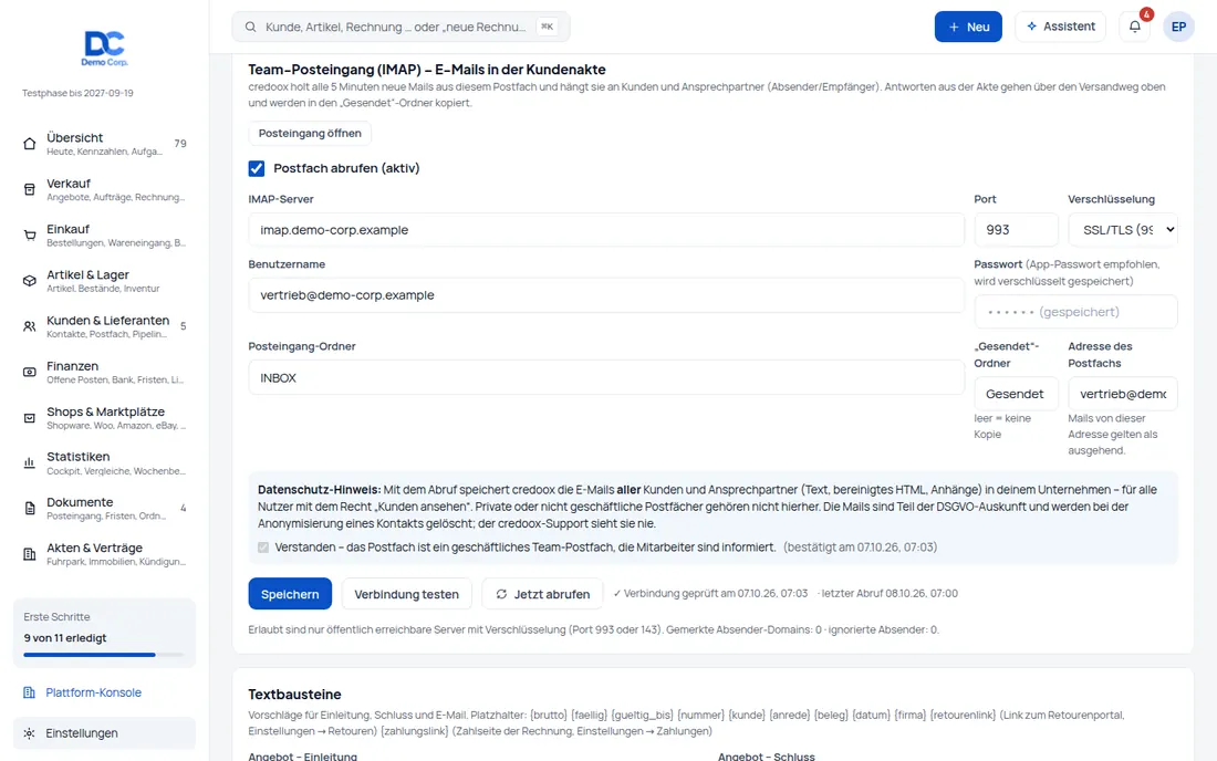 Datenschutz-Hinweis: Was Sie vor dem Einschalten wissen sollten – Bildschirm aus der Demo